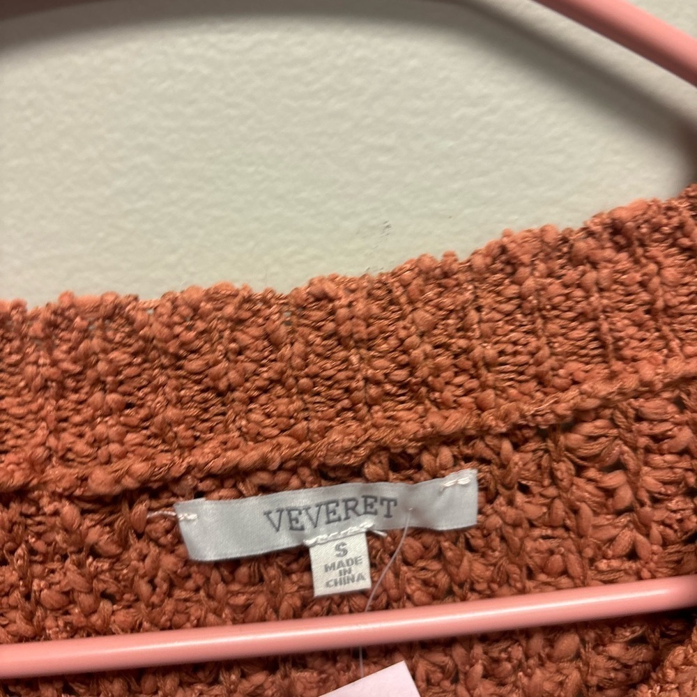 Veveret Cozy Knit Henley Sweater in Rust - Picture 3 of 6